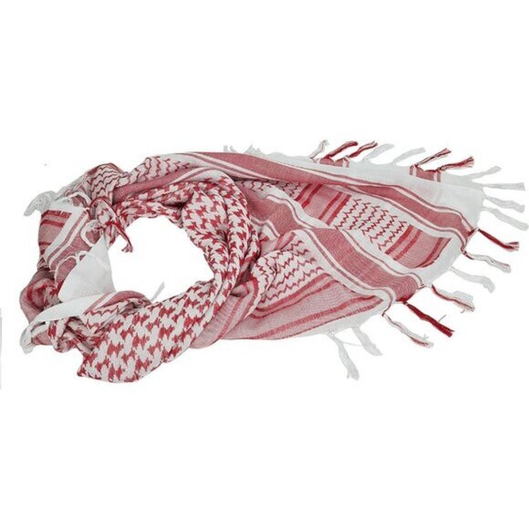 ⚡Men Black and White-Red 100% Cotton Military Shemagh Tactical Desert Scarf Wrap - Picture 4 of 8
